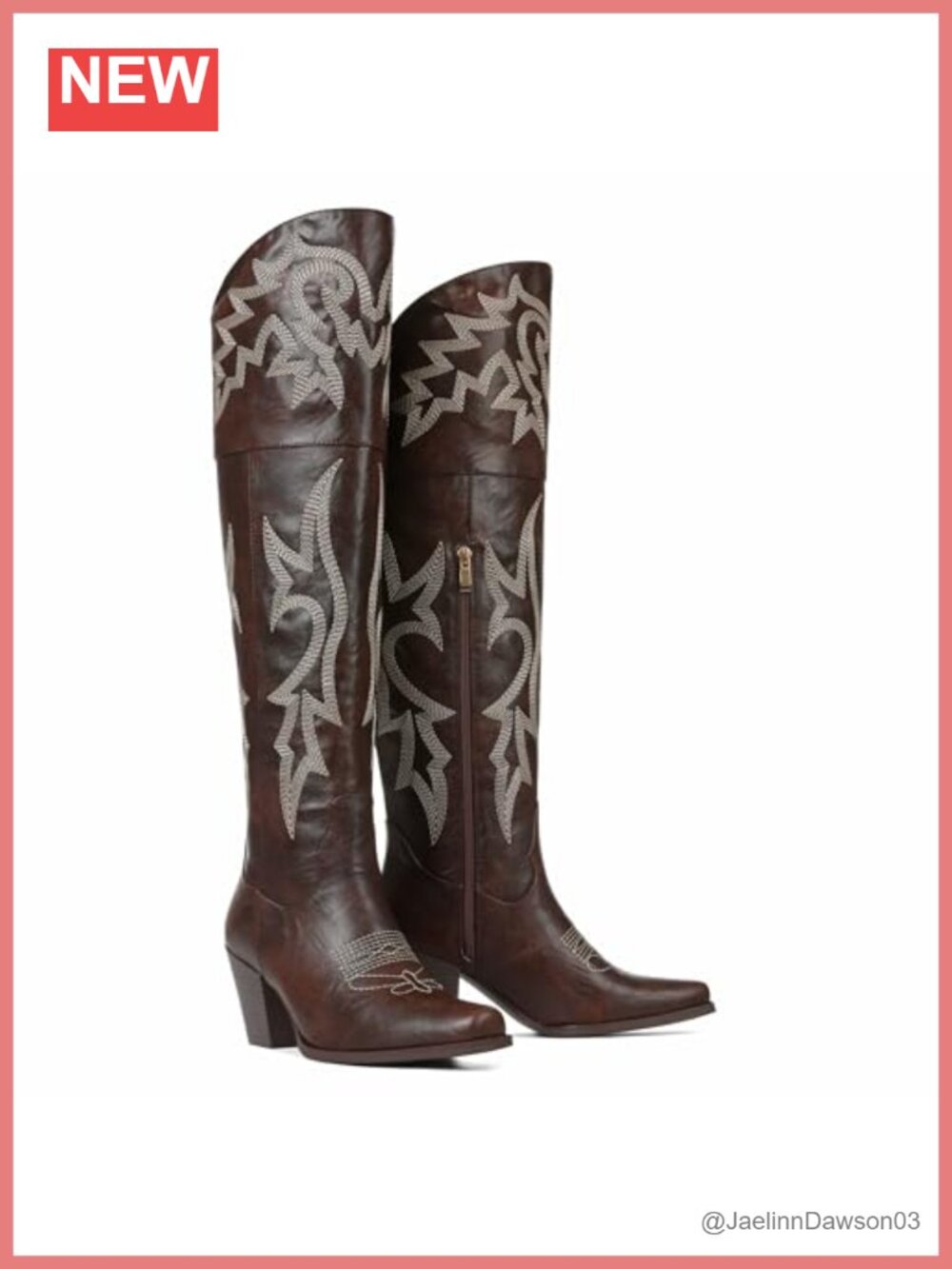 Over the Knee Western Cowgirl Boots Pointed Toe Block Heel PU